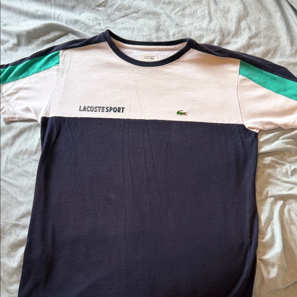 Lacoste Sport Men's Navy, White, and Green Tee